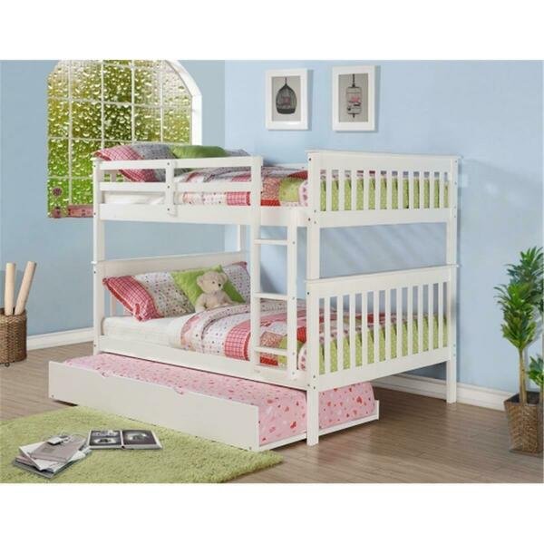 Full Size Mission Bunkbed With Roll Out Twin Trundle - White, Pivot Direct, Mfr#: PD_123_3W_503W